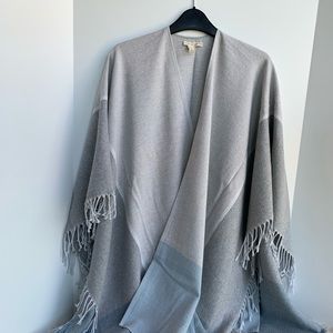 Eileen Fisher Poncho Wrap blue/grey/white plaid